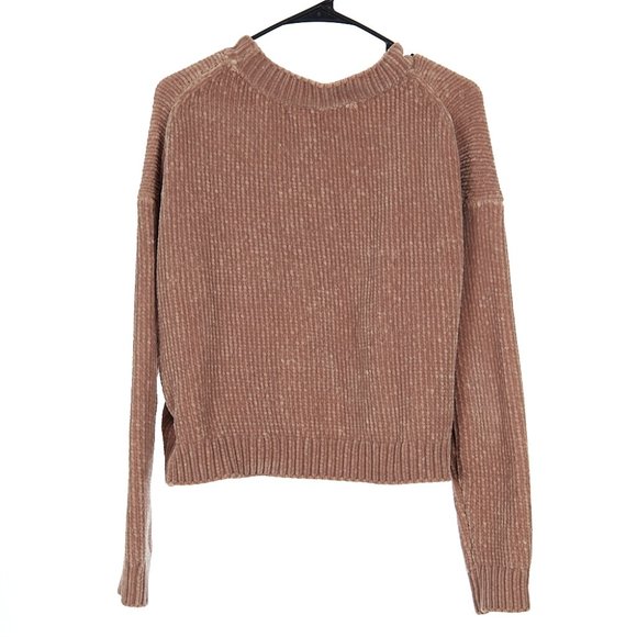 Urban Outfitters Silence + Noise Tan Chenille Crop Sweater Women's Size Small - Picture 3 of 9